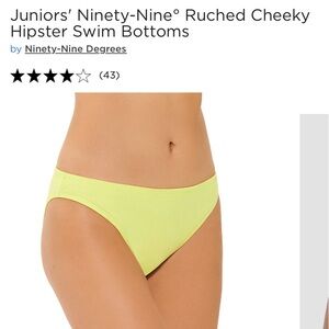 NWT Juniors' Ninety-Nine° Ruched Cheeky Hipster Swim Bottoms XL size 15-17